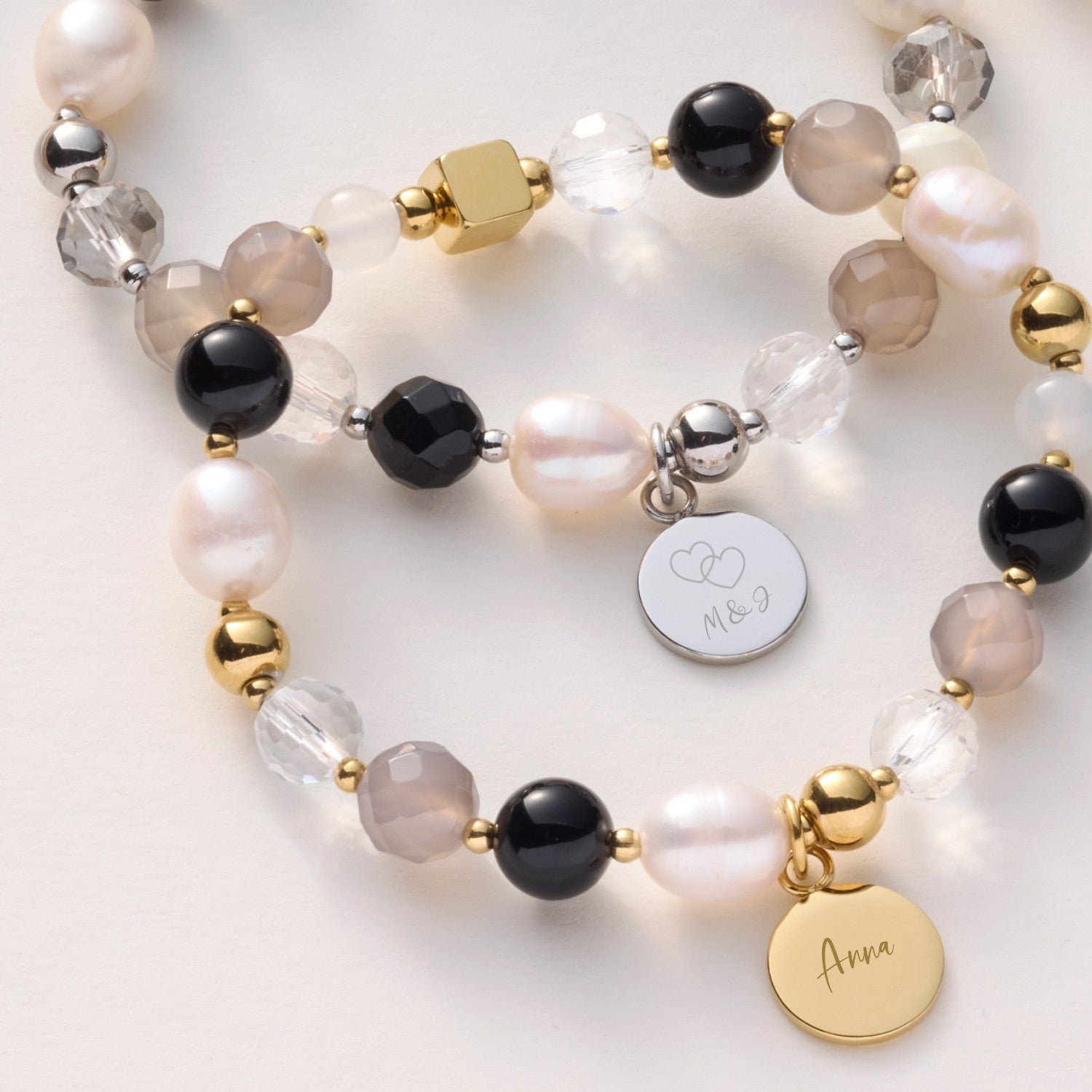 leonardo-hope-bracelet-dor-gris-gravure-perles image 5