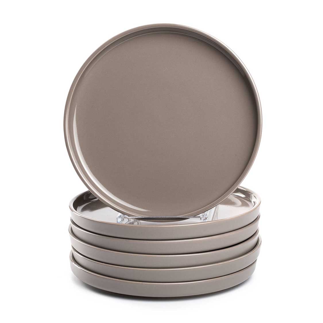 leonardo-roma-assiette-c-ramique-22-cm-taupe-lot-6 image 1
