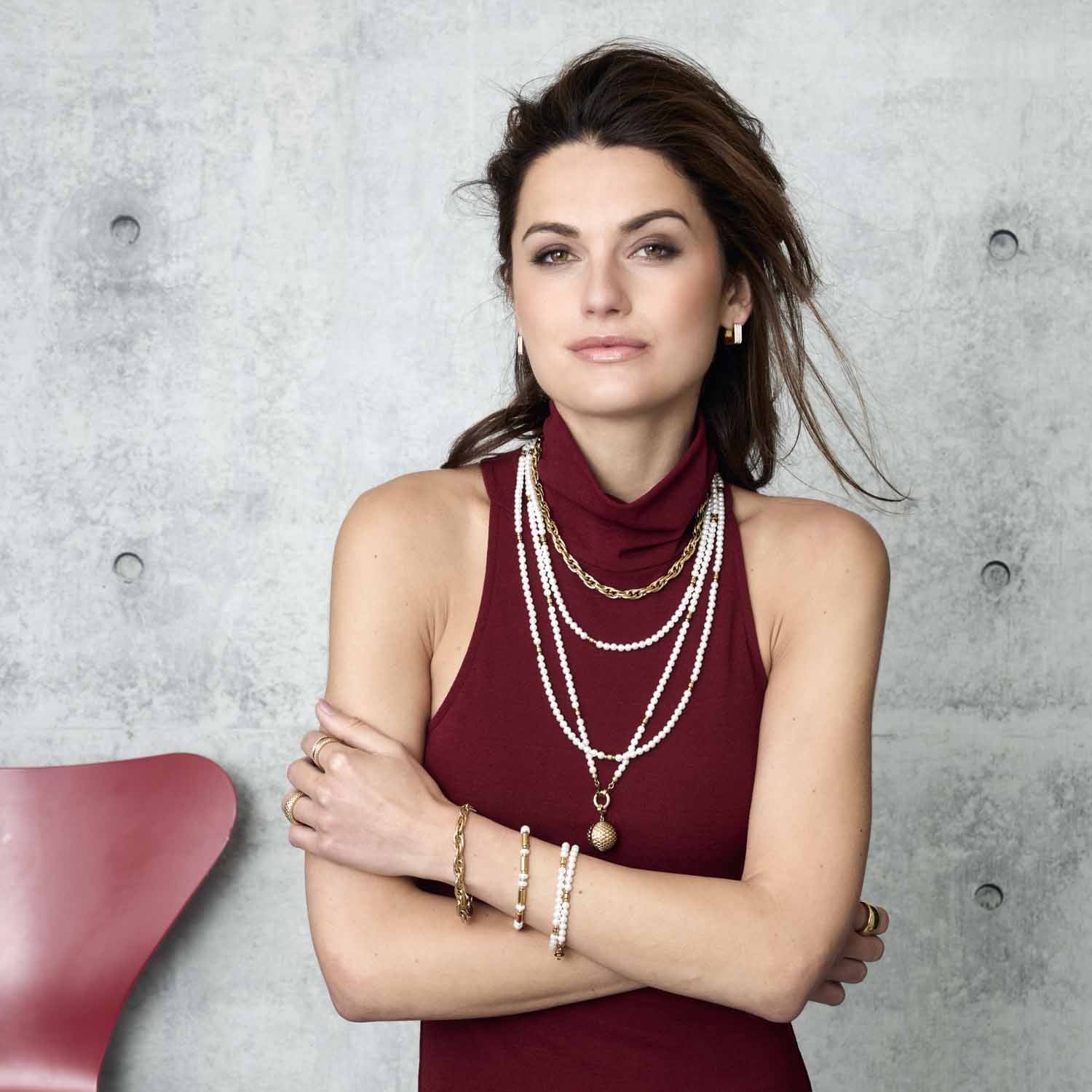 leonardo-christa-clip-mix-bracelet-dor-perles-blanches image 6