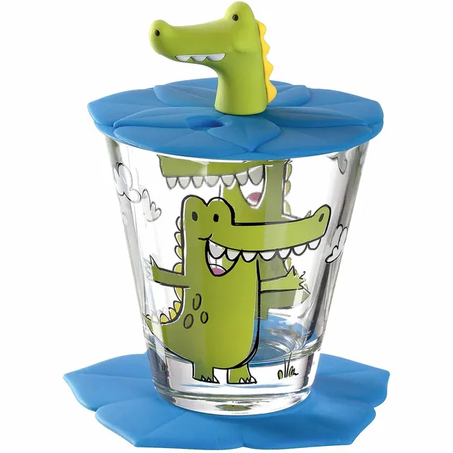 leonardo-bambini-verre-enfant-crocodile-3-pi-ces-silicone image 1