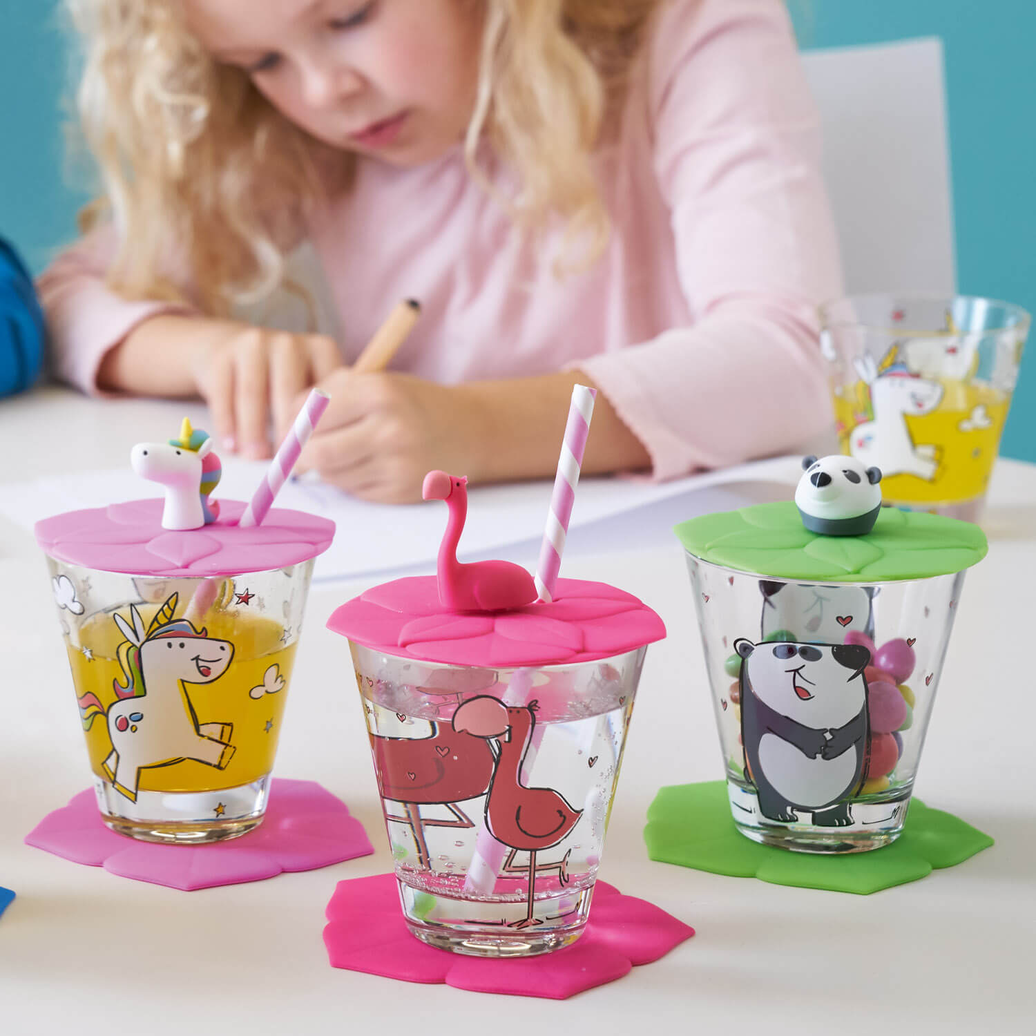 leonardo-bambini-couvercle-verre-panda-vert-9-cm-paille image 4