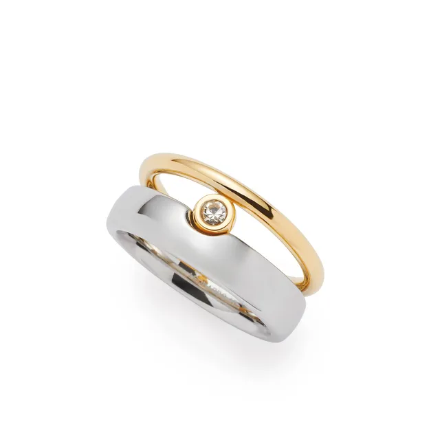 leonardo-claire-bague-bicolore-zircon-taille-18 image 1