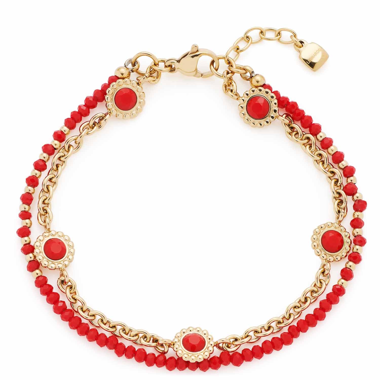 leonardo-florena-bracelet-double-rang-rouge-dor image 1