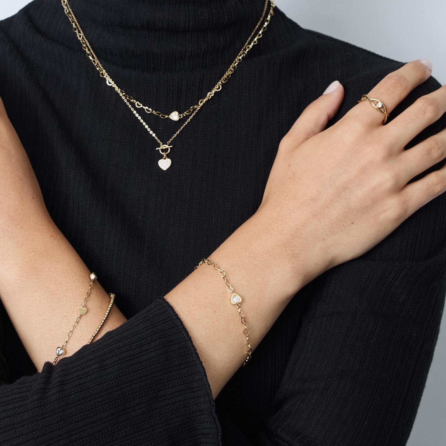 leonardo-ciao-july-bracelet-c-ur-dor-acier image 2