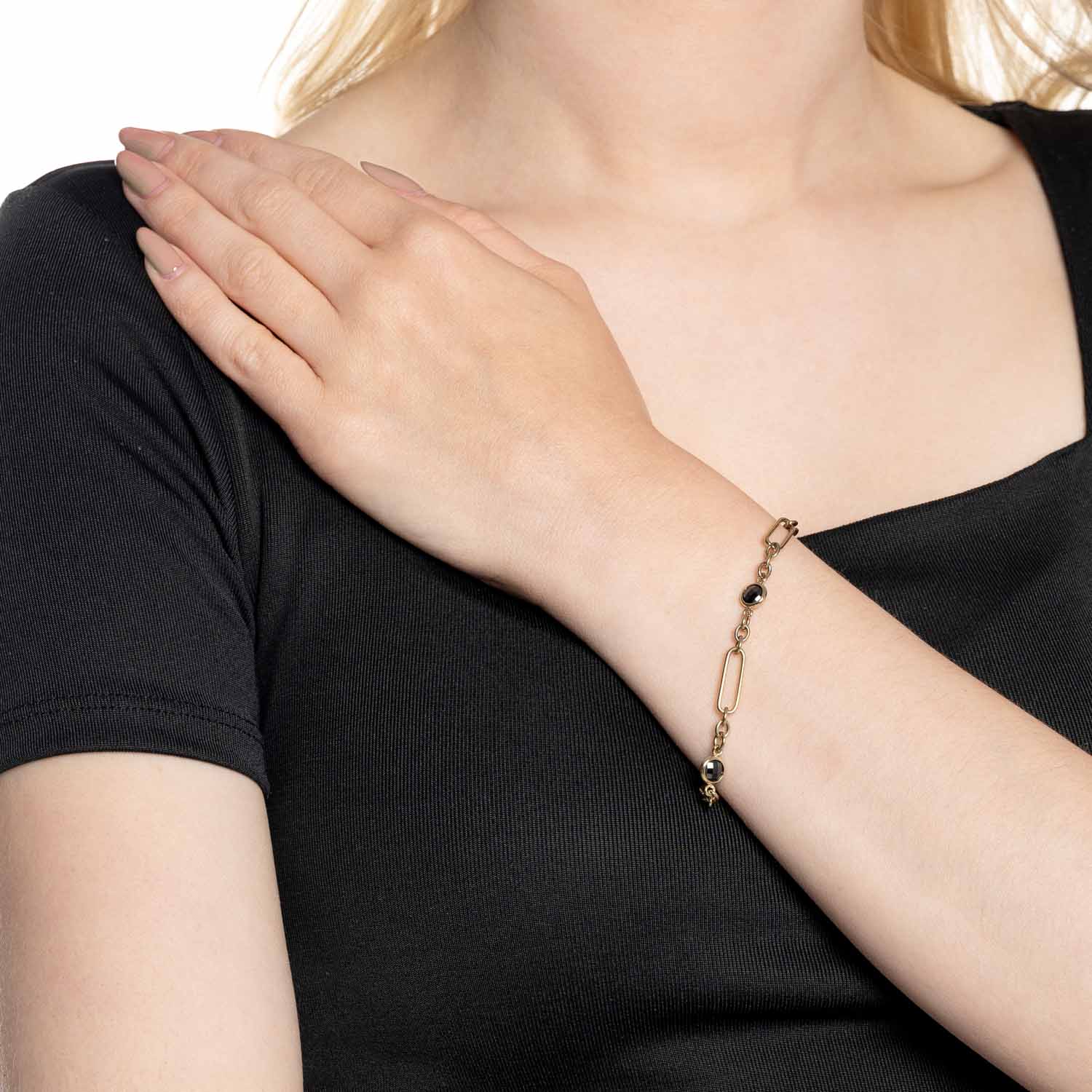 leonardo-delica-bracelet-or-clip-mix-pierres-noires image 2