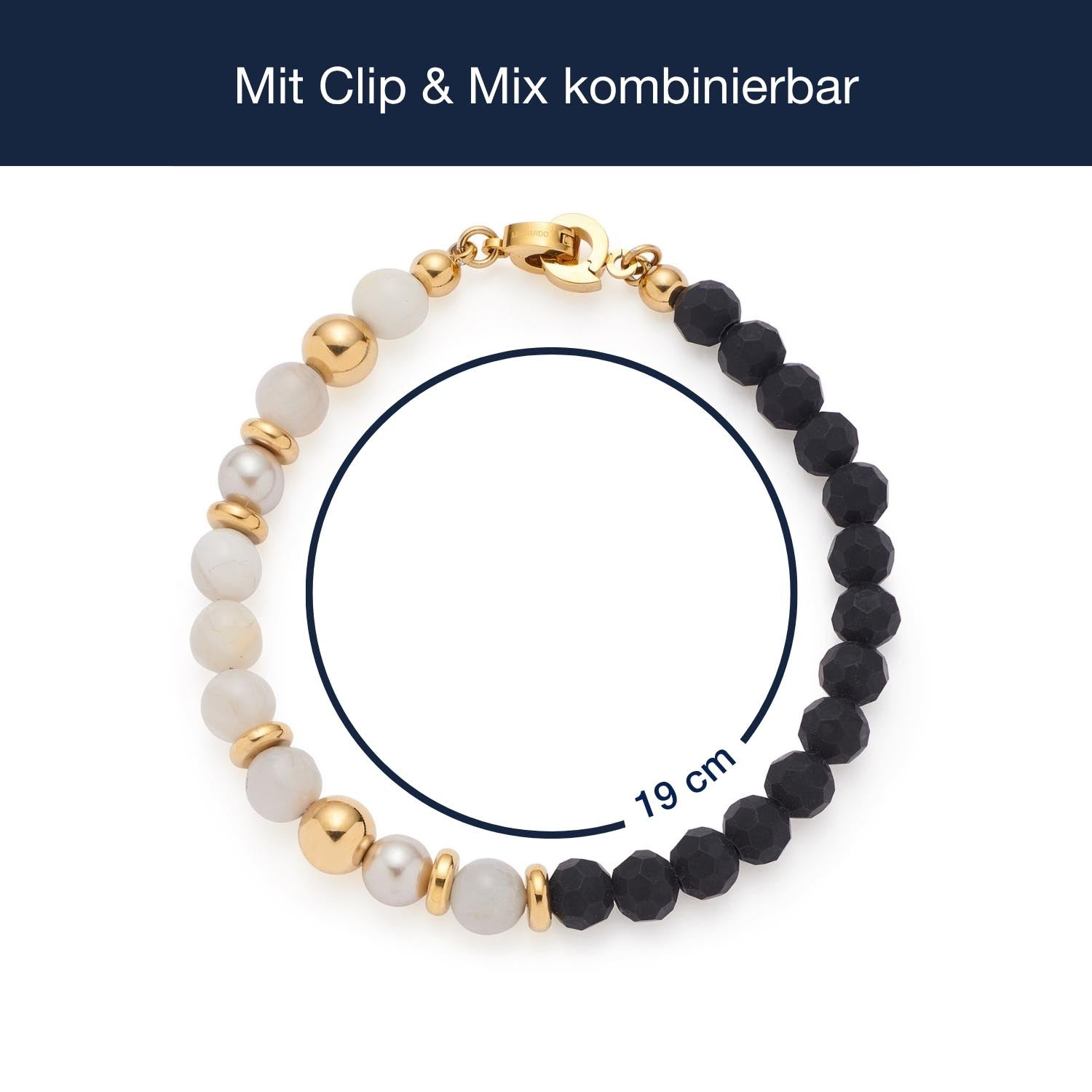 leonardo-clip-mix-holly-bracelet-perles-noir-dor image 4