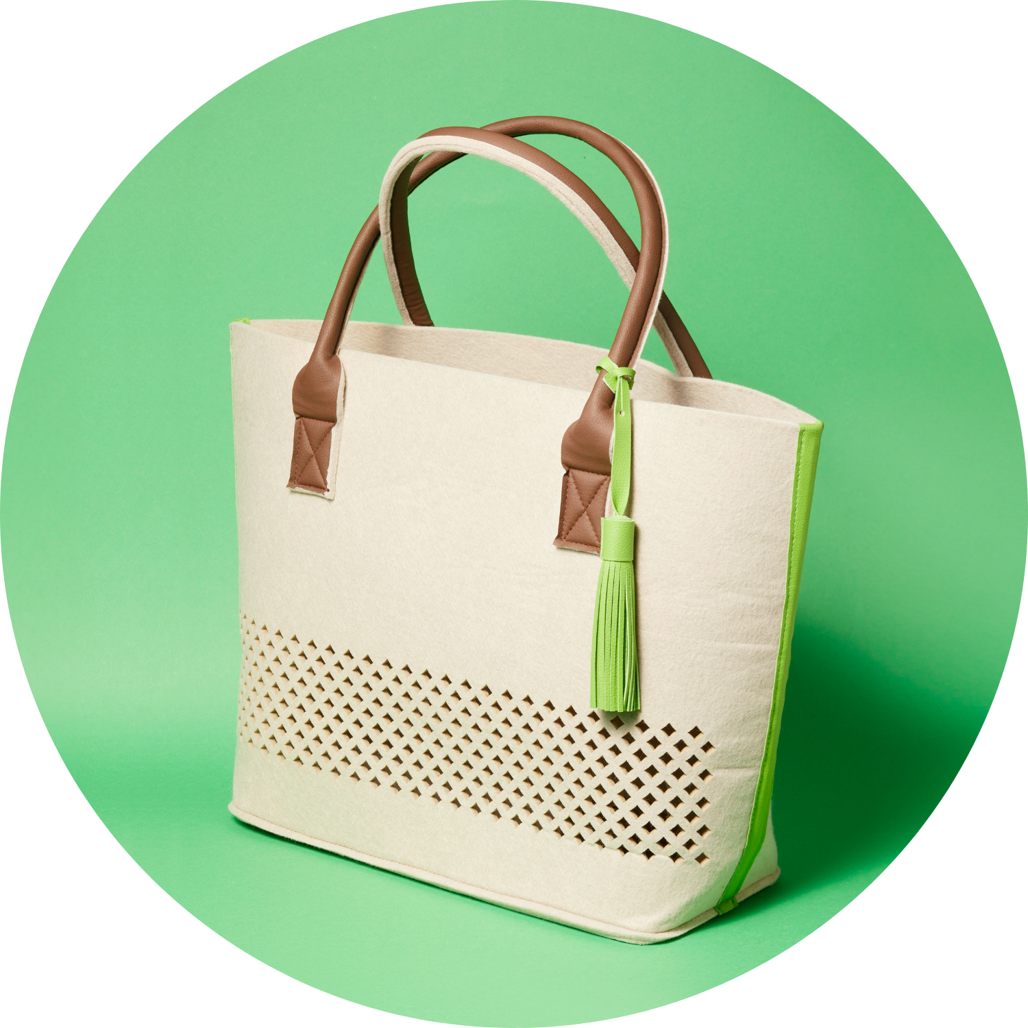 leonardo-beach-bag-sac-de-plage-vert-feutrine-vegan image 1