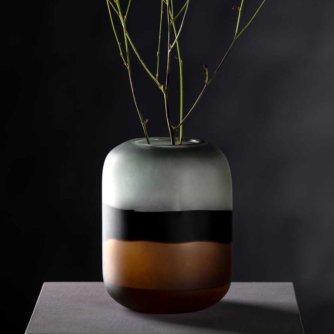 leonardo-corso-sabbia-vase-verre-marron-25-cm-fait-main image 2