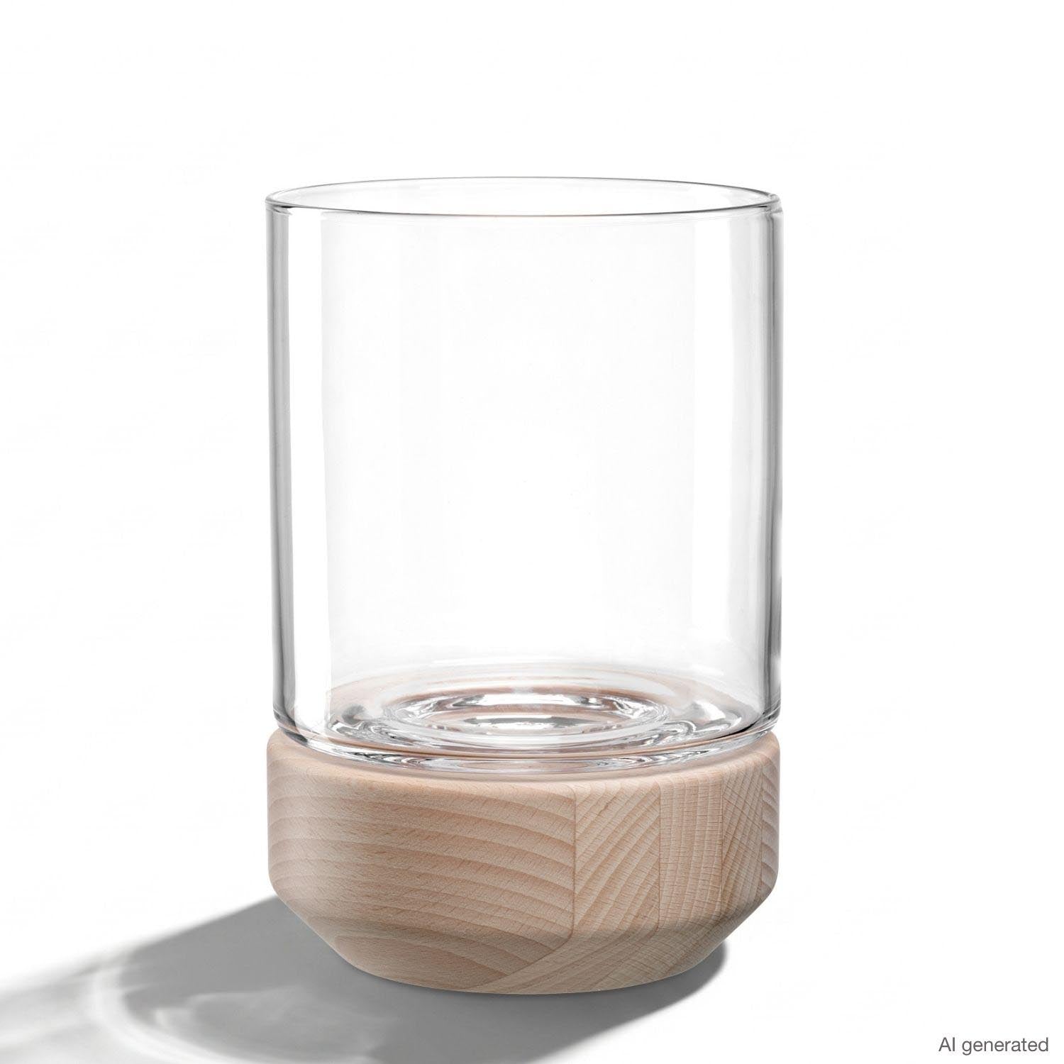 leonardo-legno-photophore-socle-bois-21-cm-verre image 1