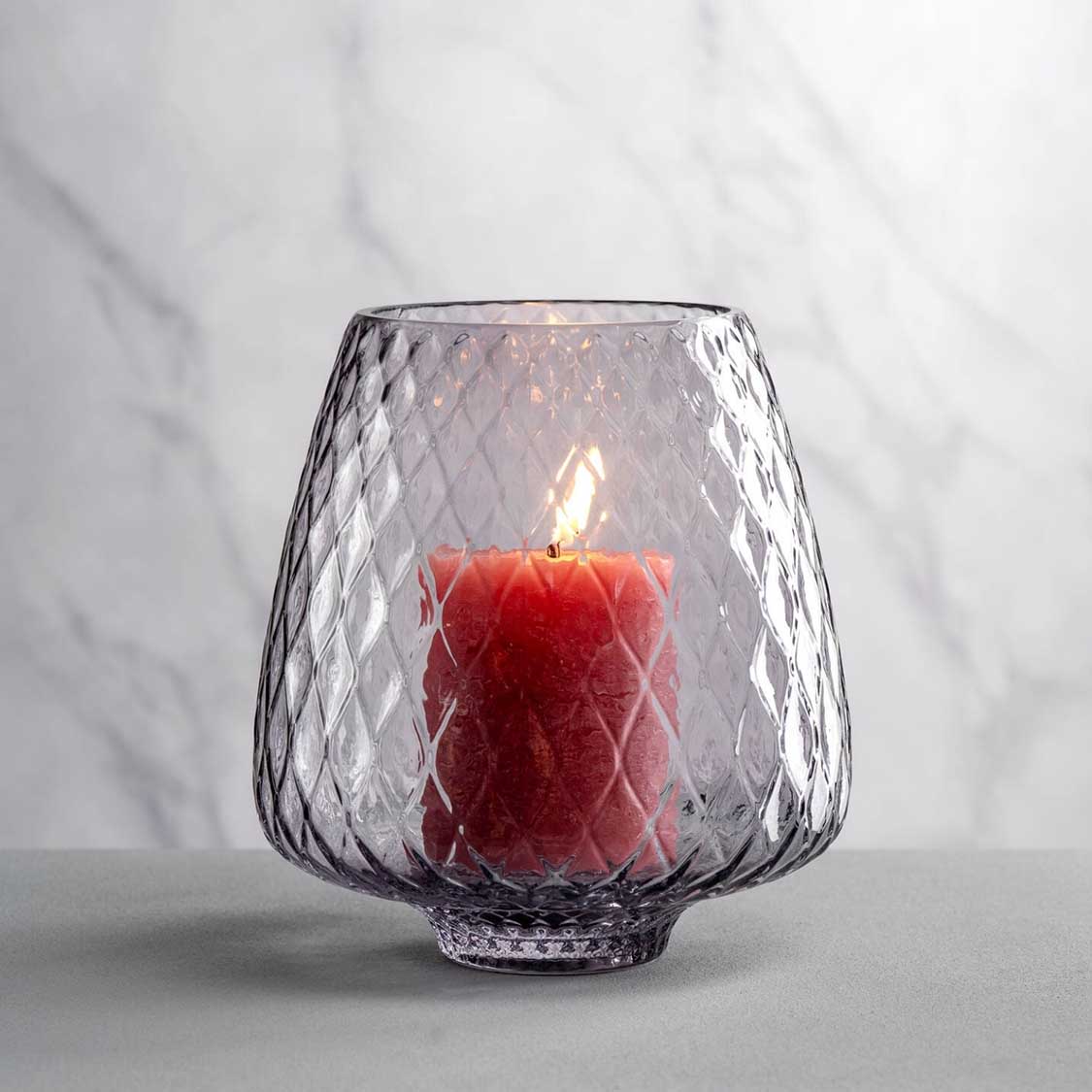 leonardo-giulia-photophore-verre-gris-20-cm-fait-main image 2