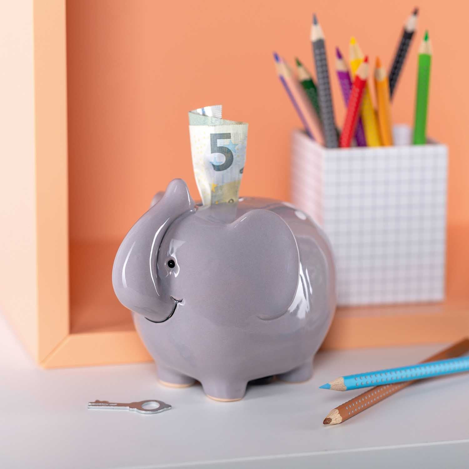 leonardo-bambini-tirelire-12-cm-l-phant-gris-enfant image 3