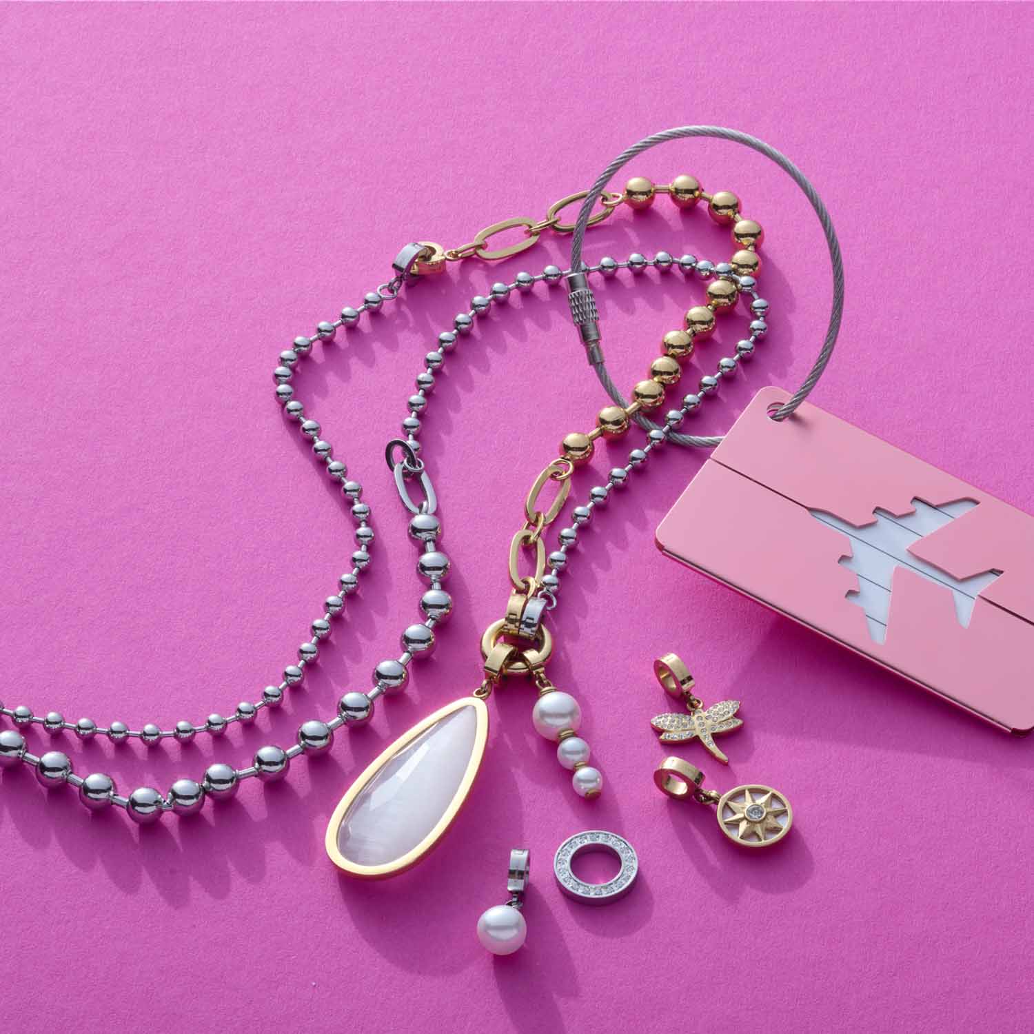 leonardo-dotty-clip-mix-collier-boules-argent-60-cm image 5
