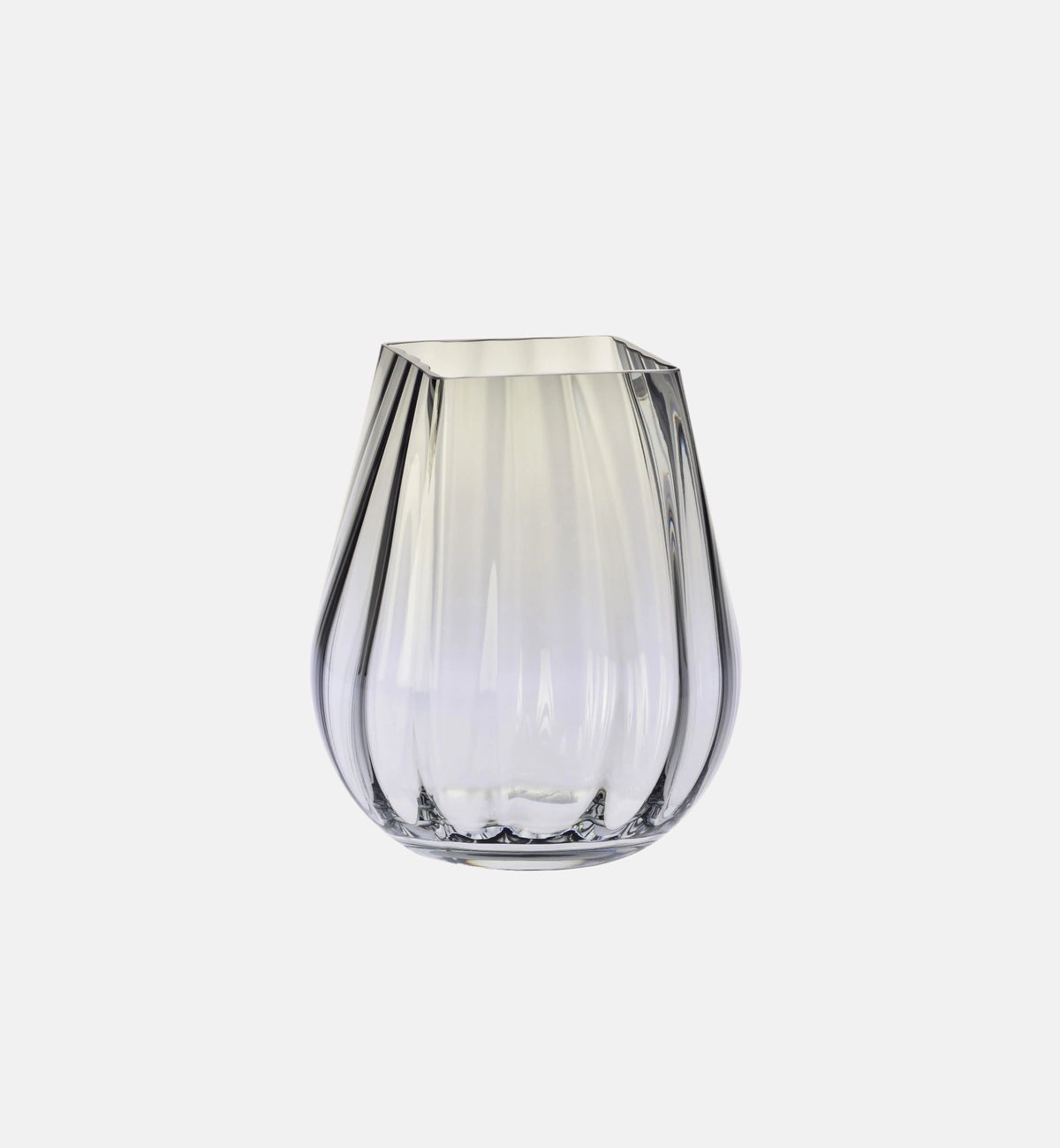 krosno-heavy-ribbed-vase-verre-fum-25-5-cm-carr image 1