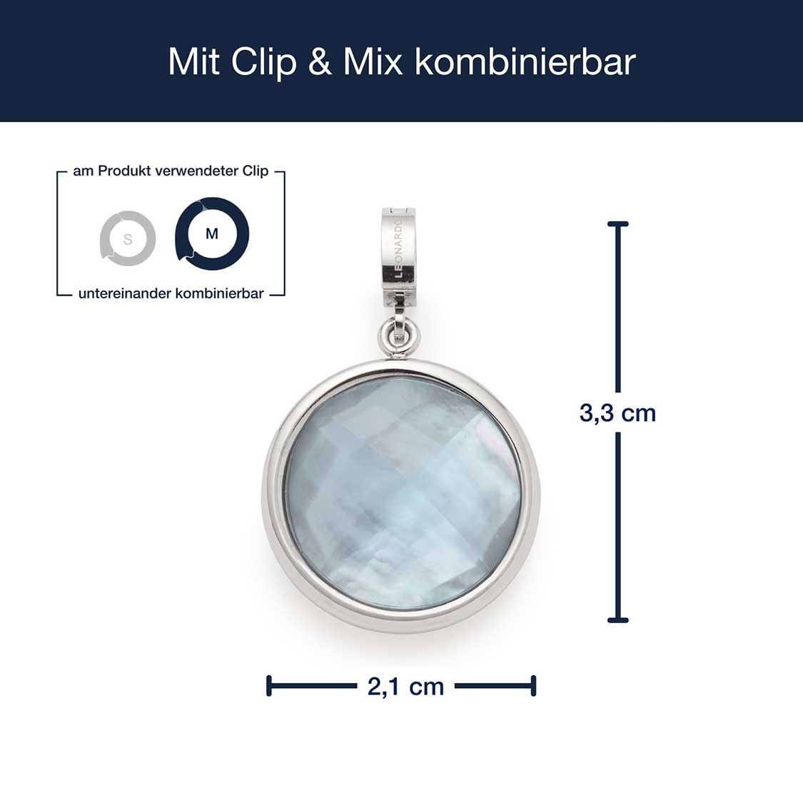 leonardo-clip-mix-minka-pendentif-bleu-nacre-m image 4
