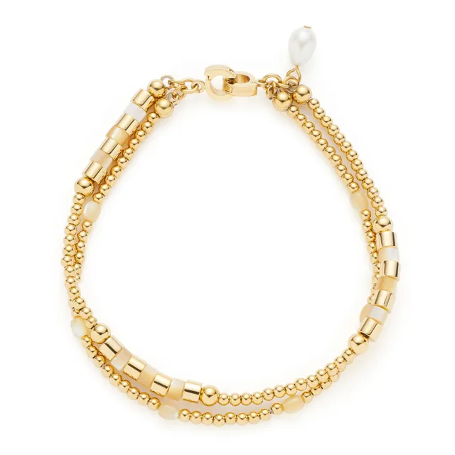 leonardo-clip-mix-caronna-bracelet-dor-double-rang-nacre image 1