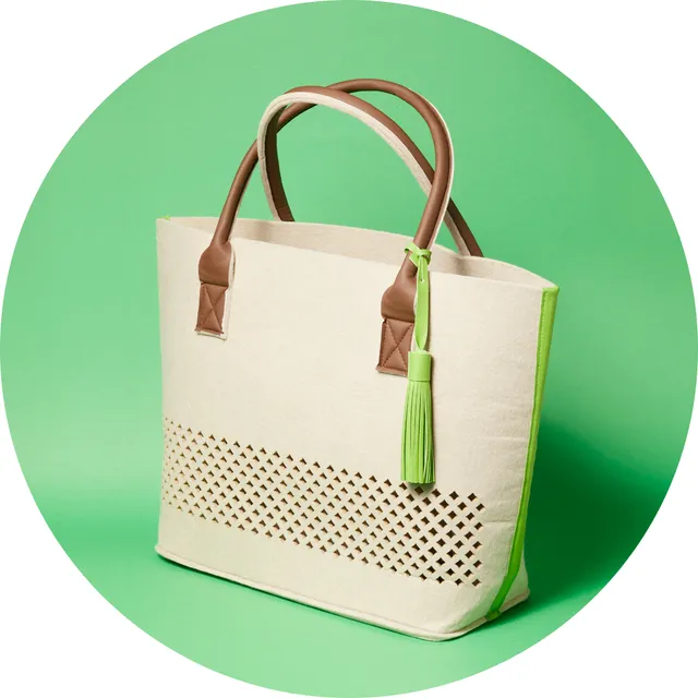 leonardo-beach-bag-sac-de-plage-vert-feutrine-vegan image 1