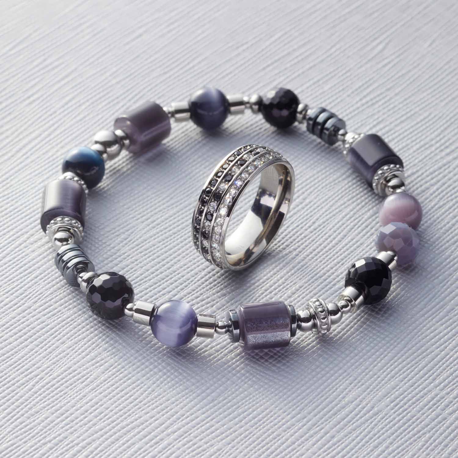 leonardo-casoria-bracelet-argent-perles-grises image 3