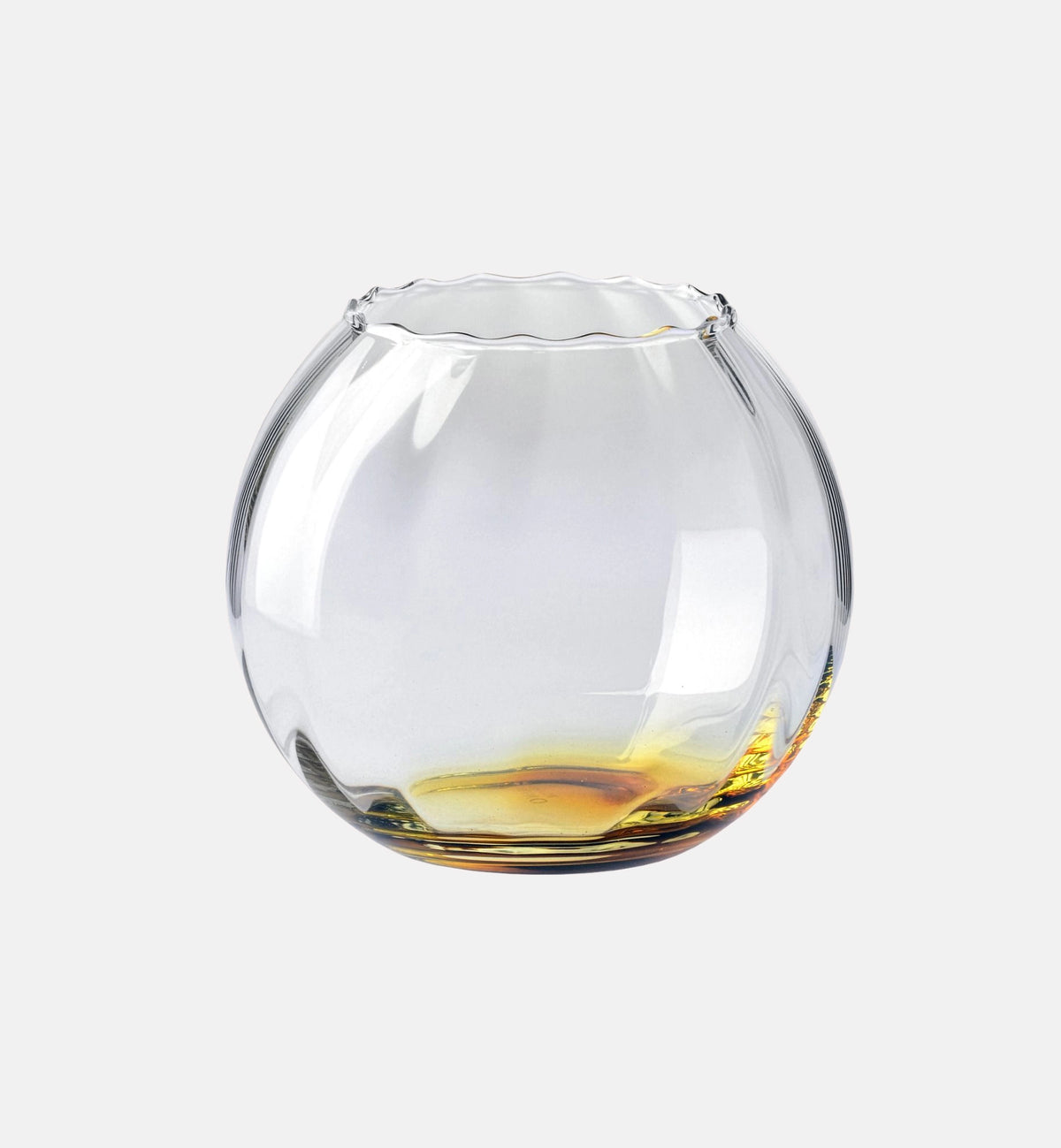 krosno-vase-verre-ambr-15-5-cm-base-miel-stri-e image 1