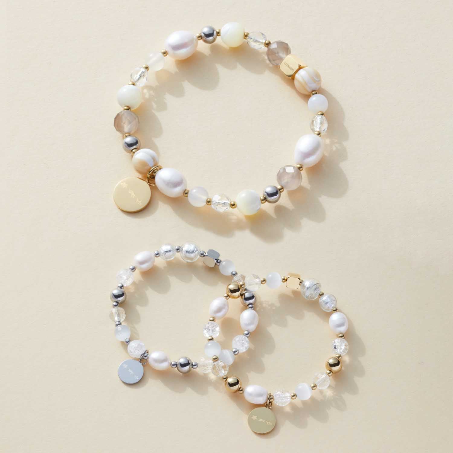 leonardo-hope-bracelet-perles-dor-lastique-femme image 3