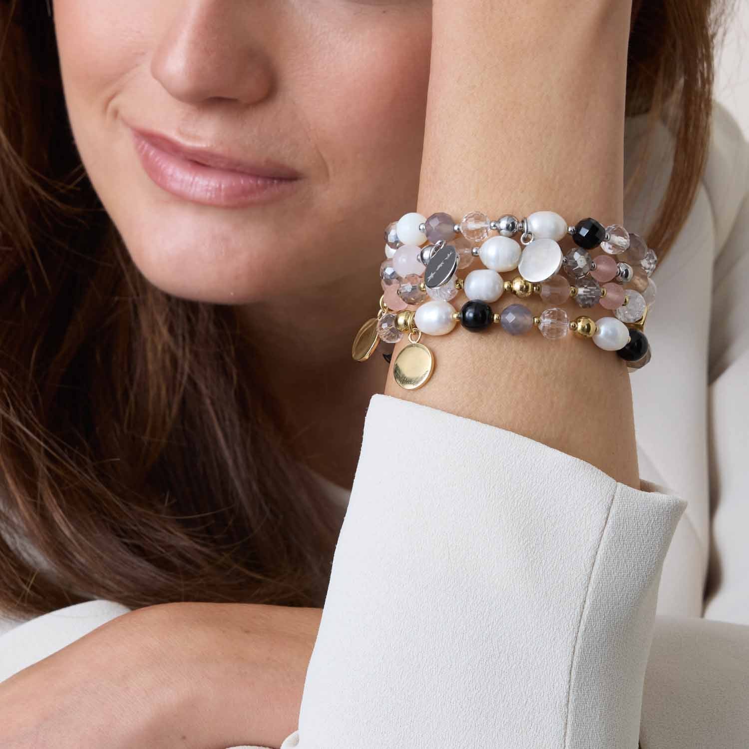leonardo-hope-bracelet-argent-ros-perles-gravable image 2