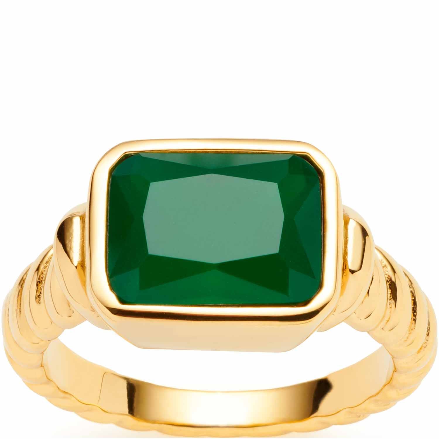 leonardo-susa-bague-dor-e-taille-18-pierre-verte-baguette image 2