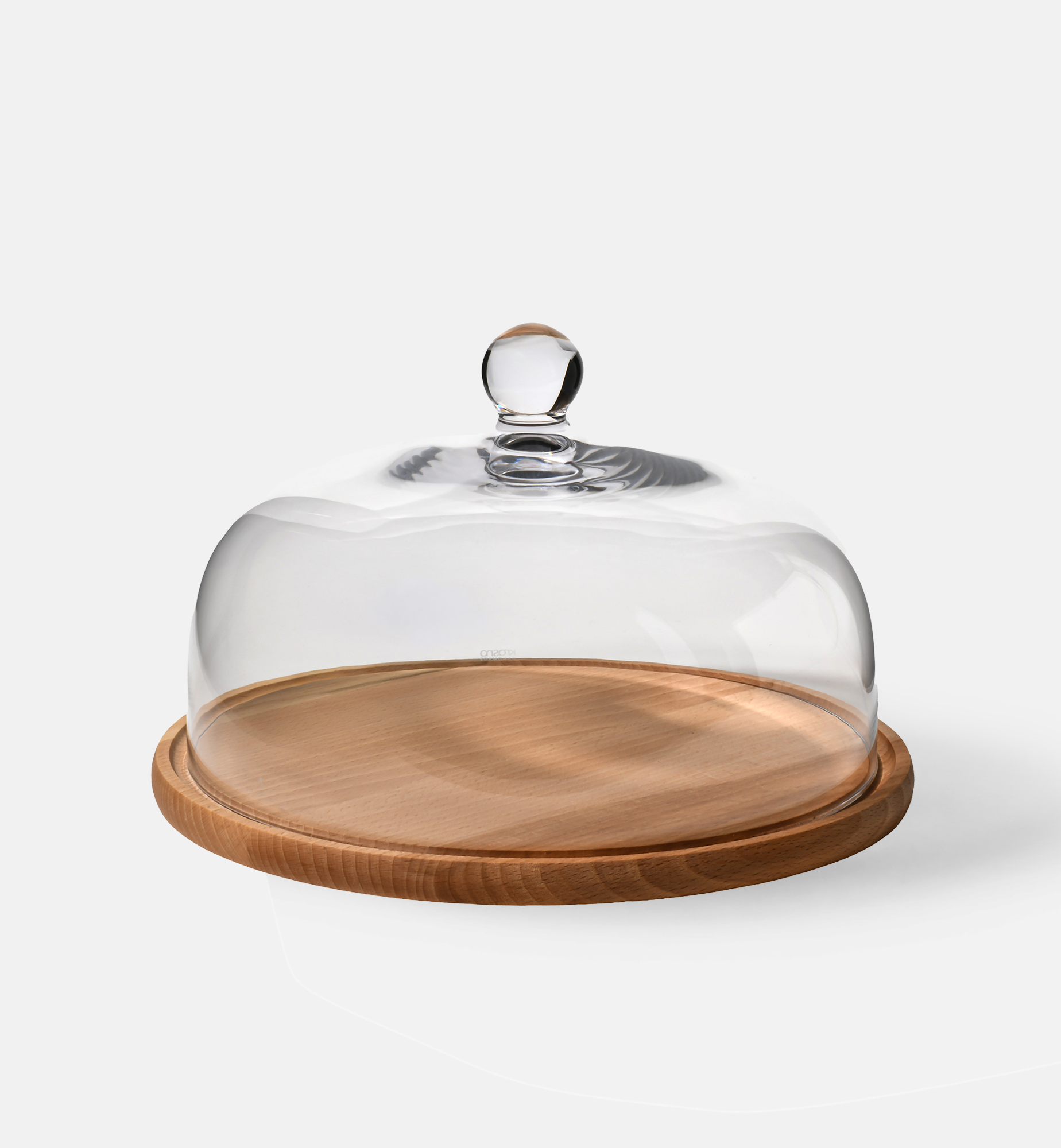 krosno-glamour-cloche-verre-plateau-bois-28-5-cm image 2