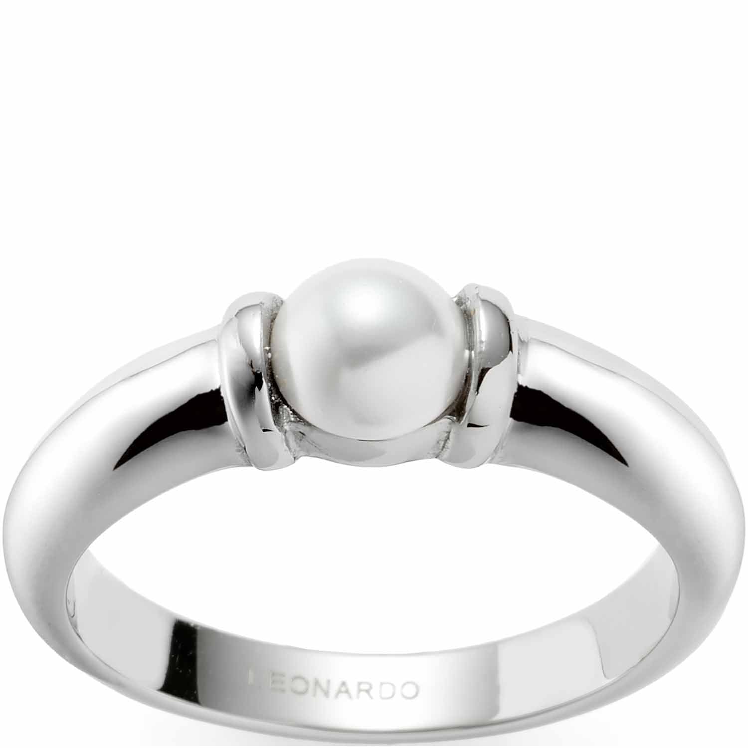 leonardo-almina-bague-perle-taille-17-acier-argent image 2