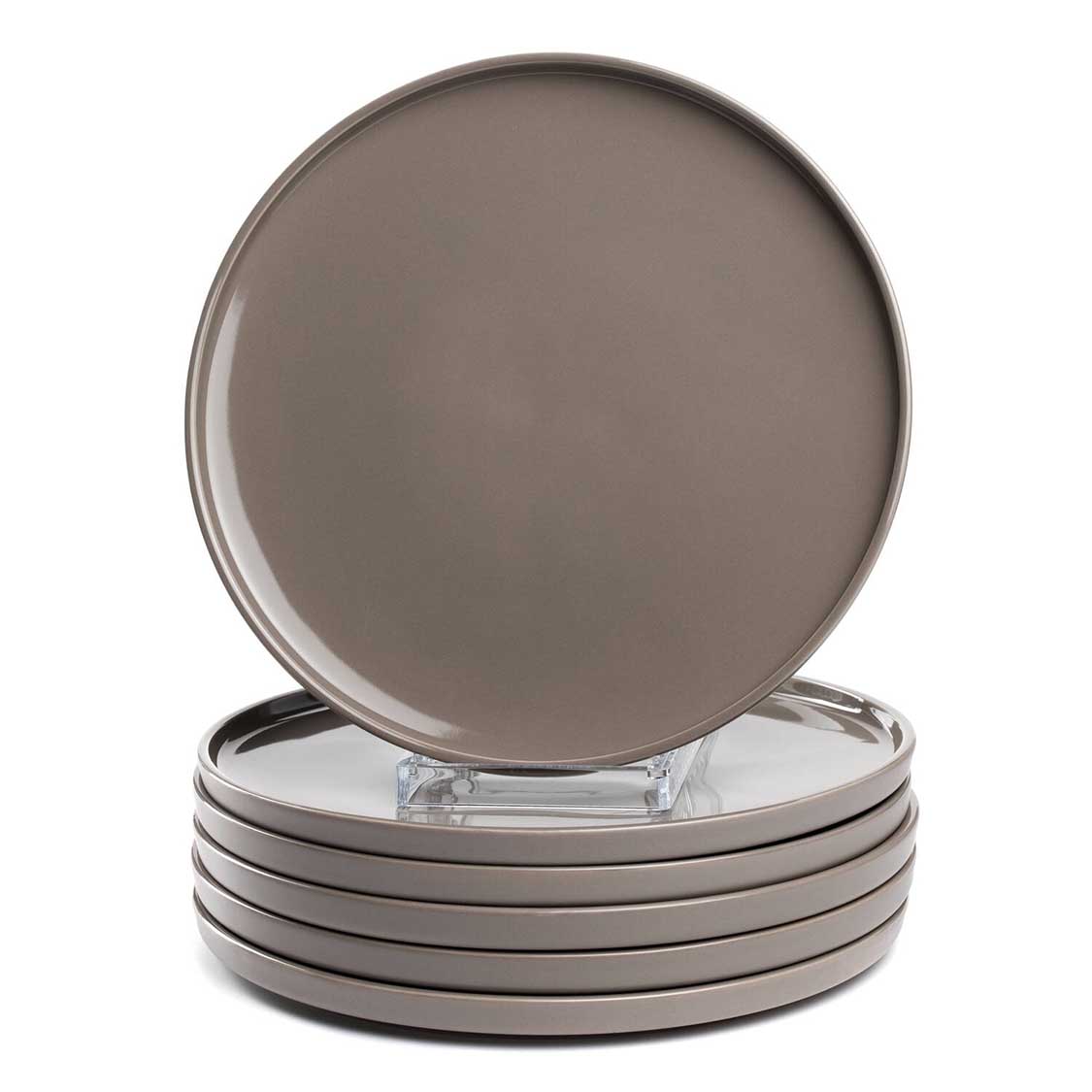 leonardo-roma-assiette-c-ramique-27-cm-taupe-lot-de-6-micro-ondes image 1