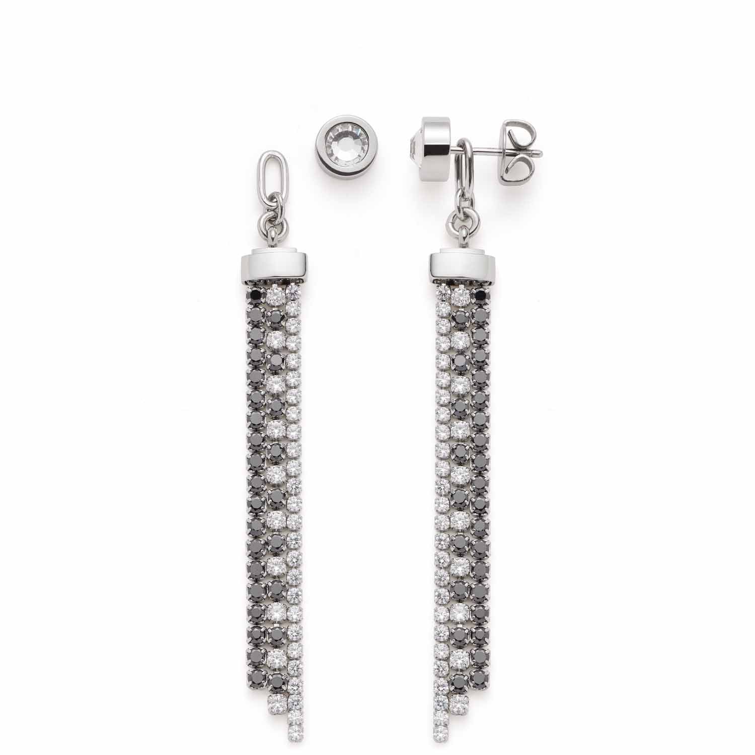 leonardo-atura-clous-d-oreilles-solitaire-zirconia-noir-argent image 2