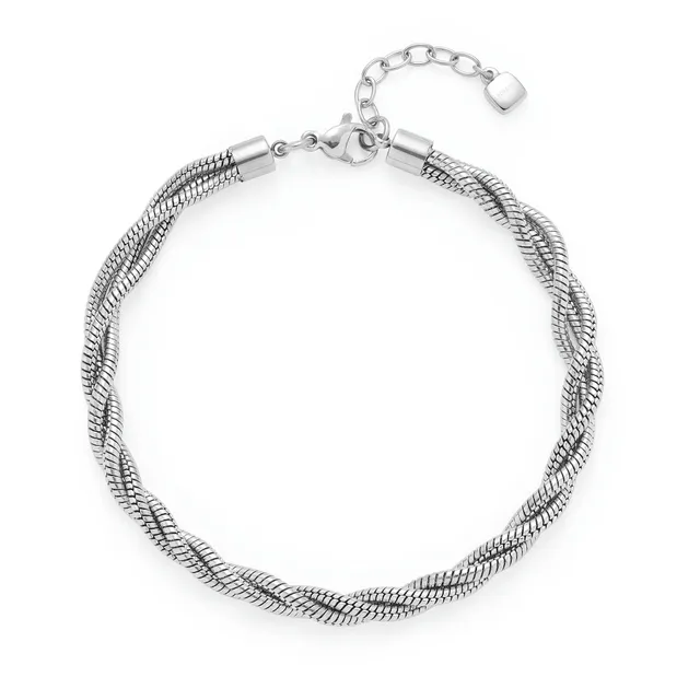 leonardo-sue-bracelet-acier-argent-cha-ne-serpent-r-glable image 1