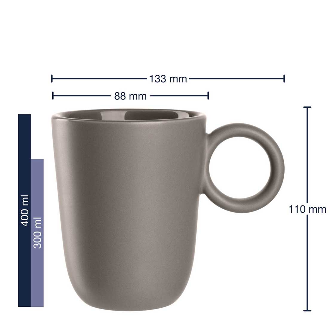 leonardo-roma-tasse-en-c-ramique-400-ml-taupe-lot-de-6-empilable image 3