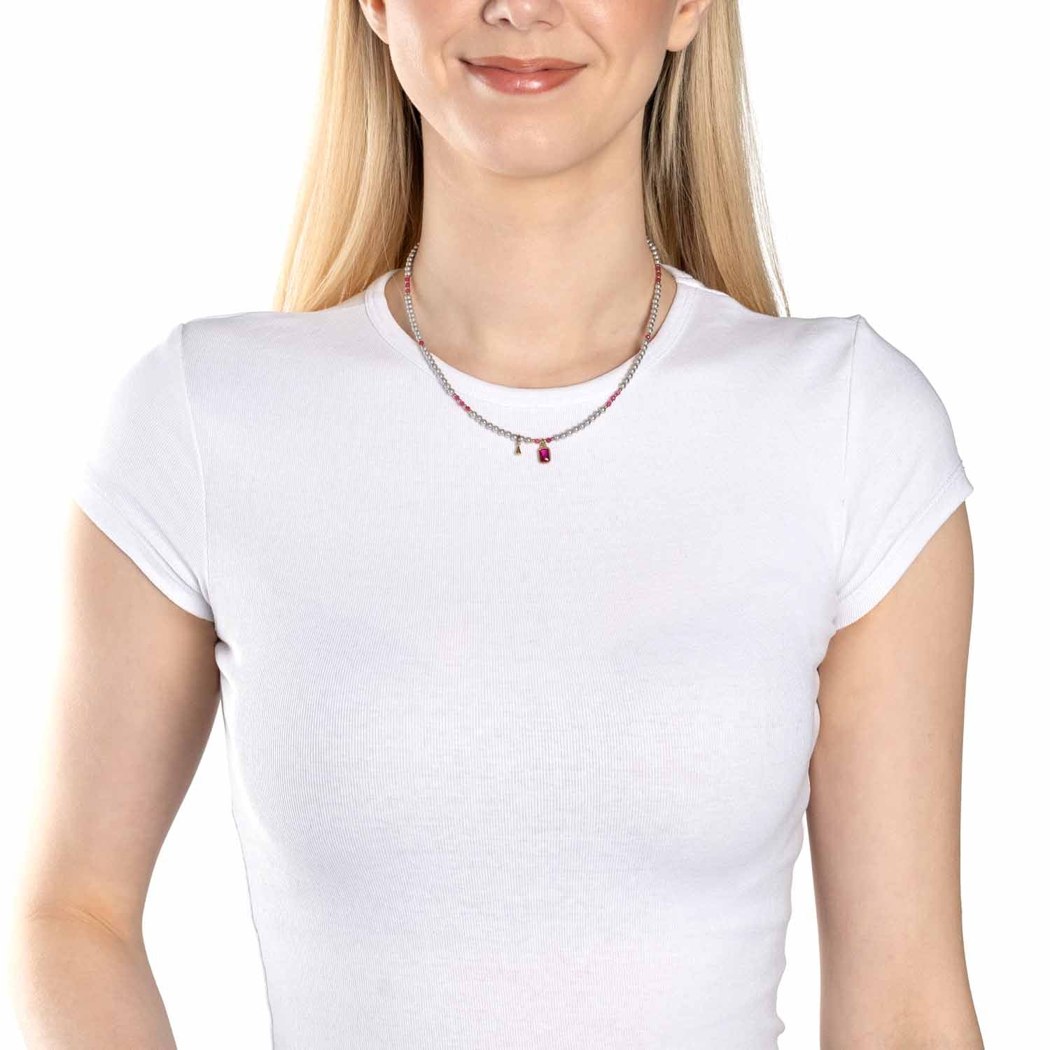 leonardo-ciao-pinky-collier-dor-perles-roses-42-cm image 3