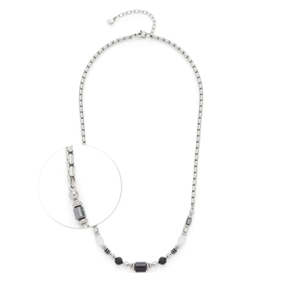 leonardo-casoria-collier-femme-45-cm-perles-grises-acier-argent image 1