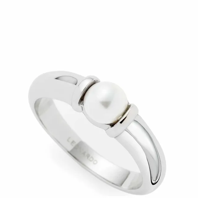 leonardo-almina-bague-perle-taille-17-acier-argent image 1