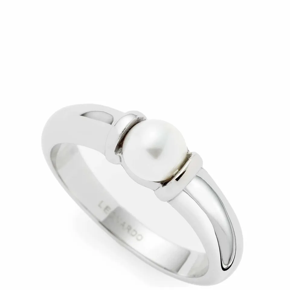 leonardo-almina-bague-perle-taille-17-acier-argent image 1