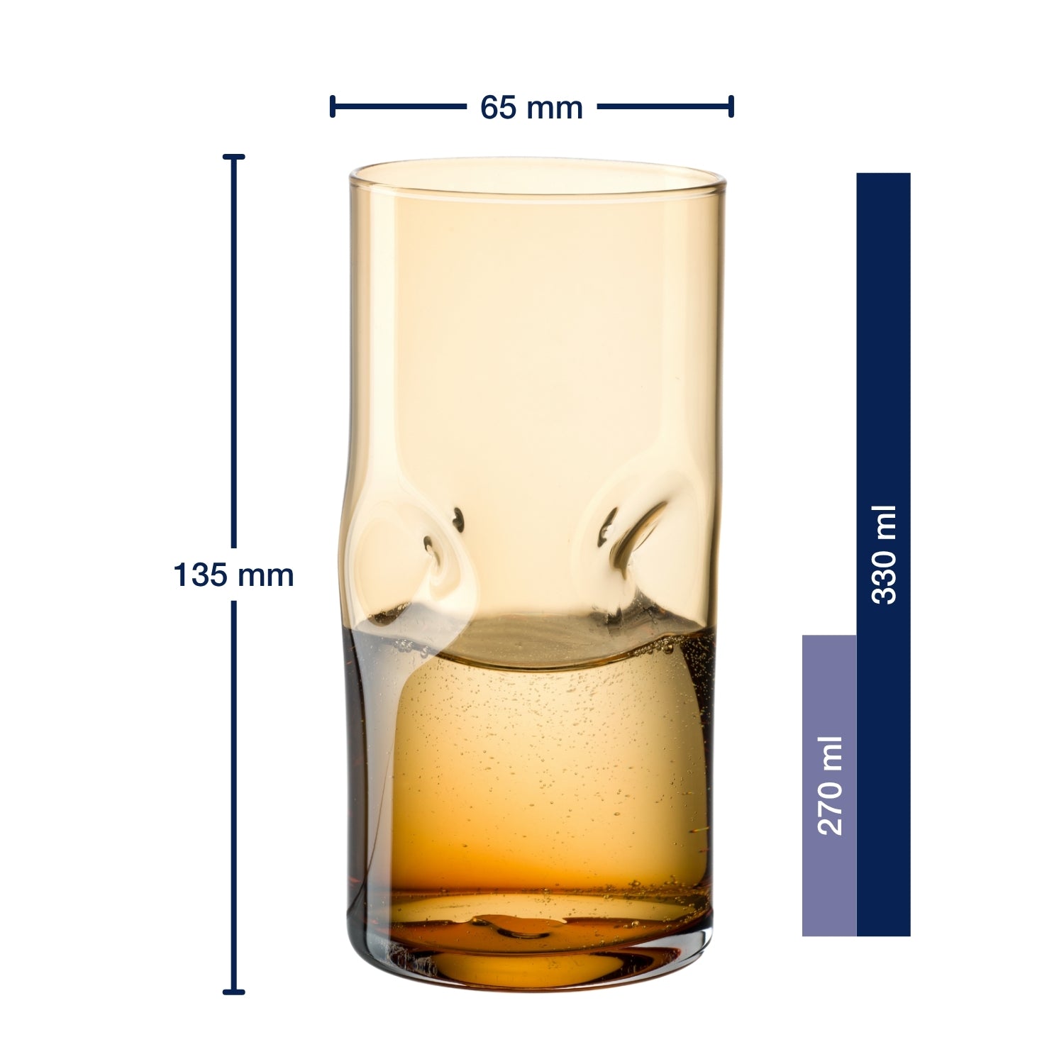 leonardo-vesuvio-verre-eau-330-ml-ambre-lot-de-4-fait-main image 3