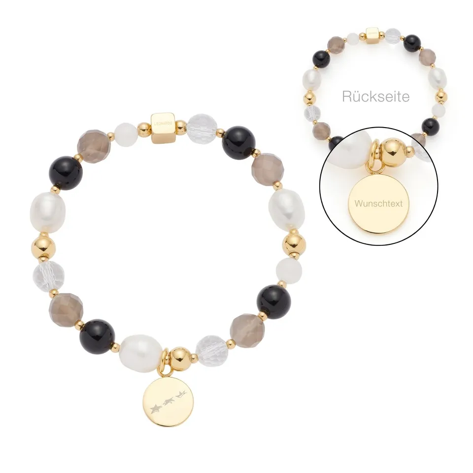 leonardo-hope-bracelet-dor-gris-gravure-perles image 1