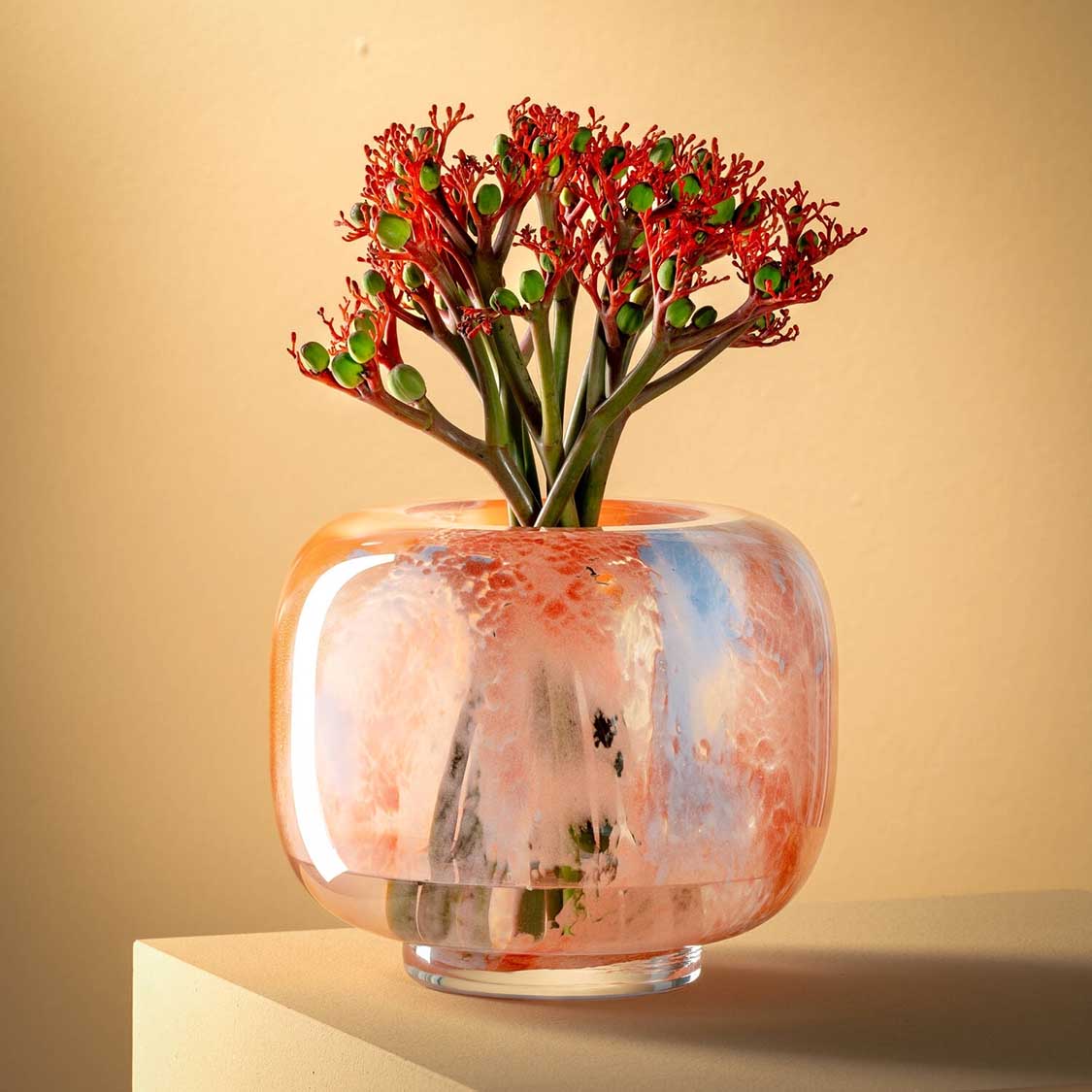 leonardo-cipria-due-vase-verre-20-cm-orange-bleu image 2