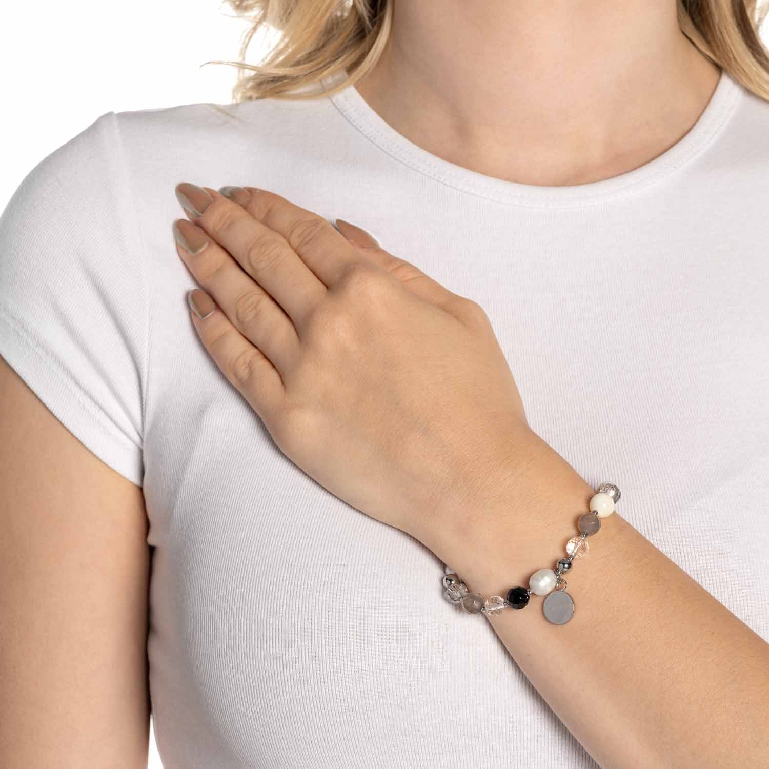 leonardo-hope-bracelet-perles-gris-argent-lastique image 3