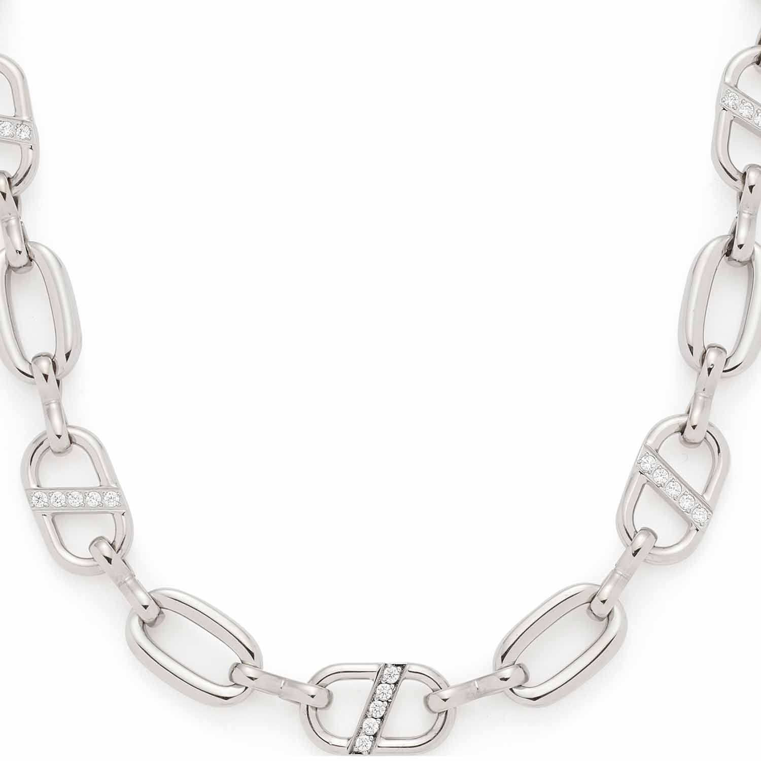 leonardo-narea-collier-argent-45-cm-maille-zirconia image 2