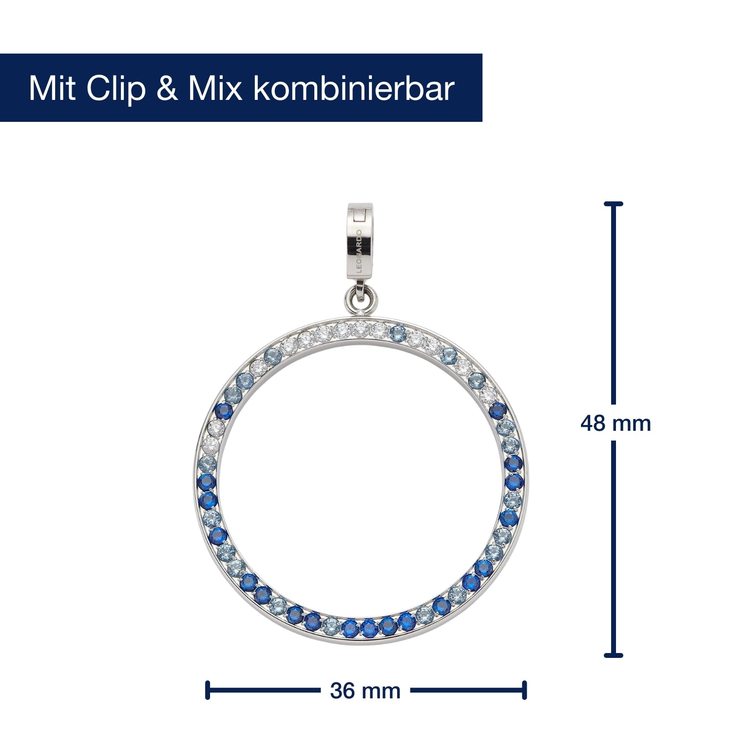 leonardo-clip-mix-clarence-pendentif-rond-bleu-zircon image 2