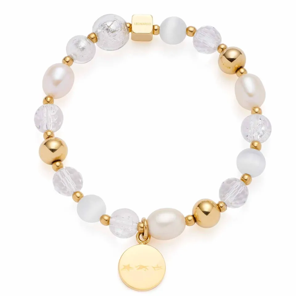 leonardo-hope-bracelet-perles-dor-lastique-femme image 1