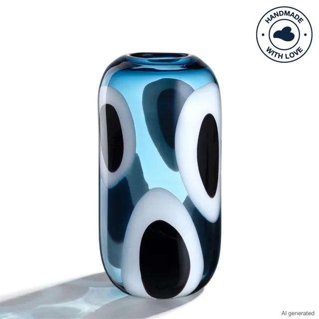 leonardo-occhi-blu-vase-bleu-verre-33-cm-fait-main image 1