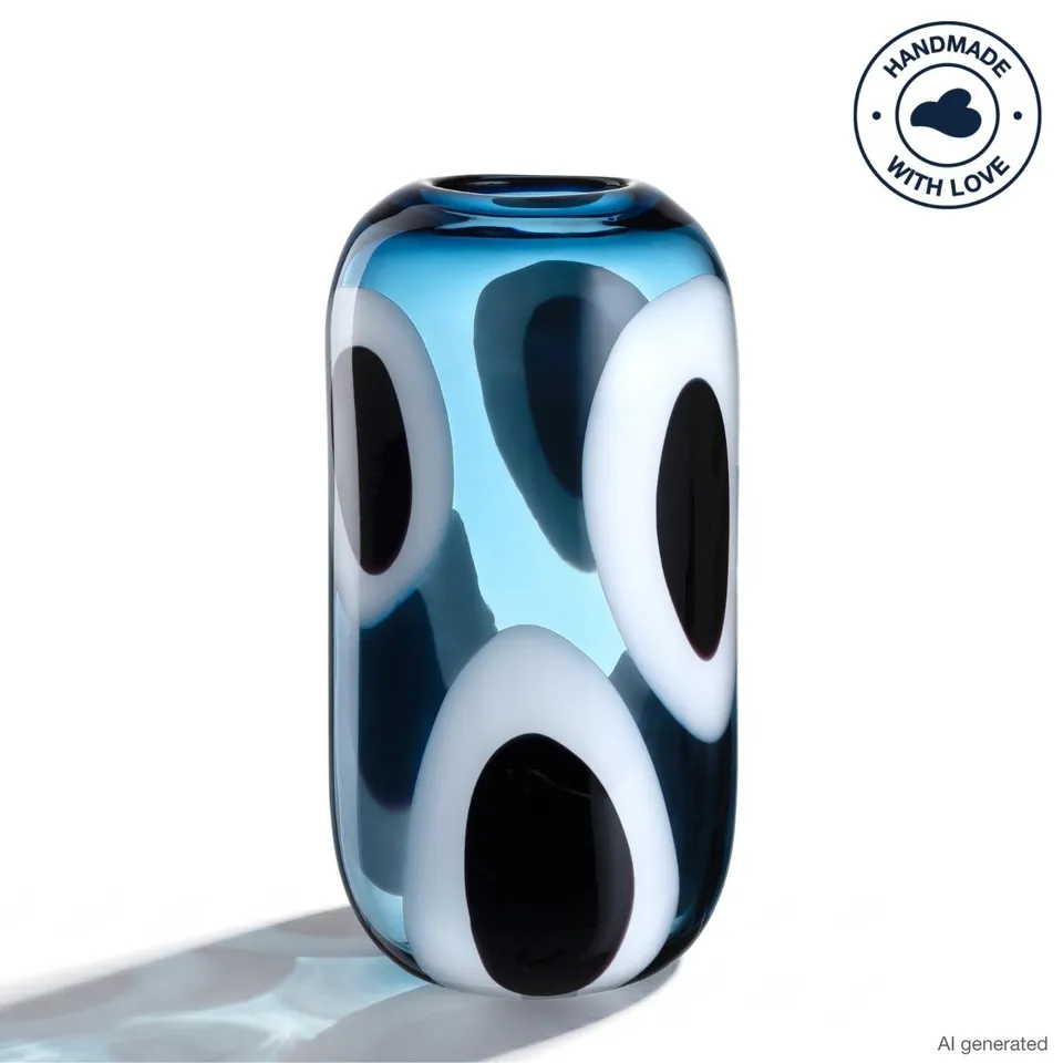 leonardo-occhi-blu-vase-bleu-verre-33-cm-fait-main image 1