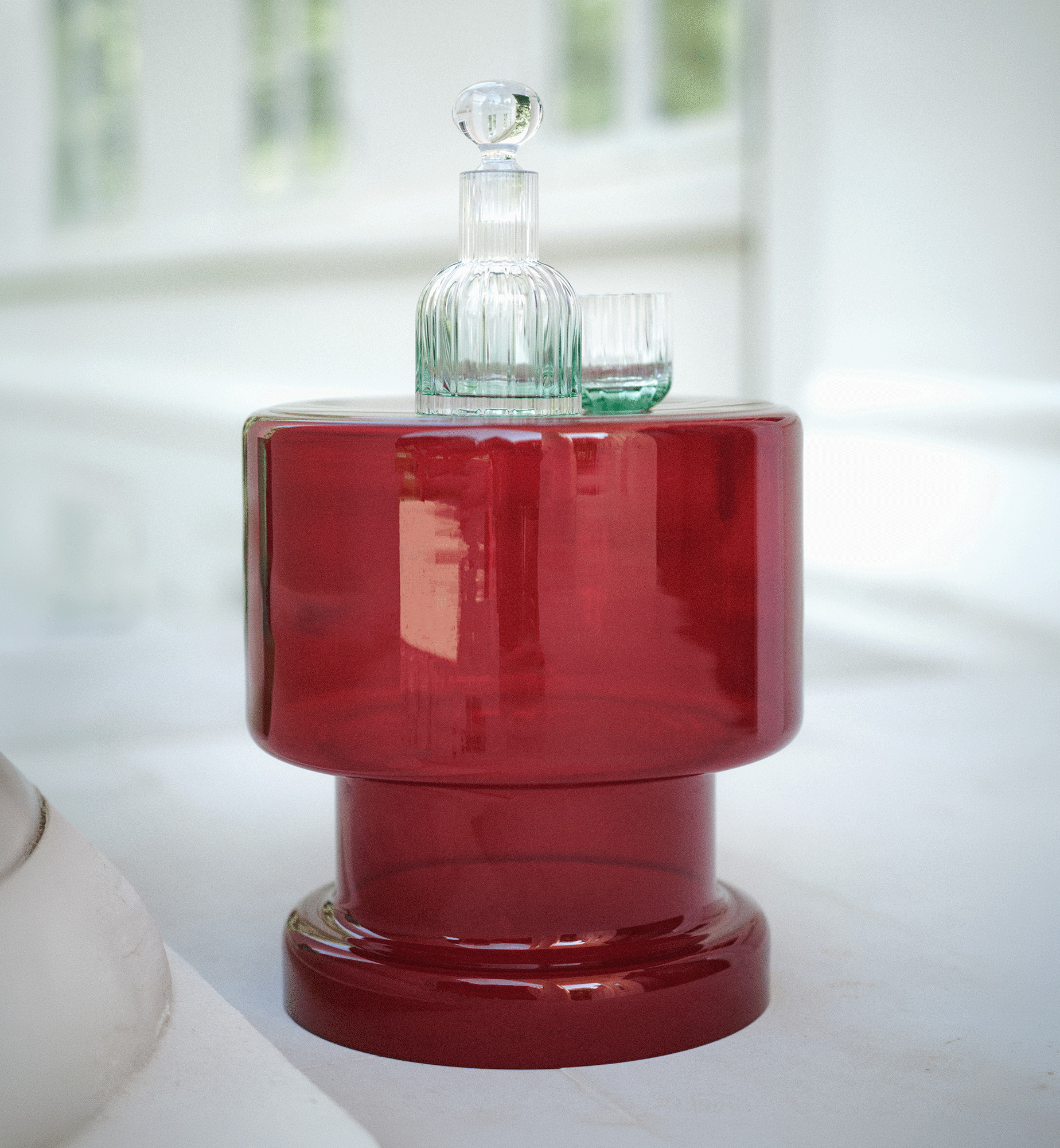 krosno-01-table-basse-verre-rubis-cristal-fait-main image 2