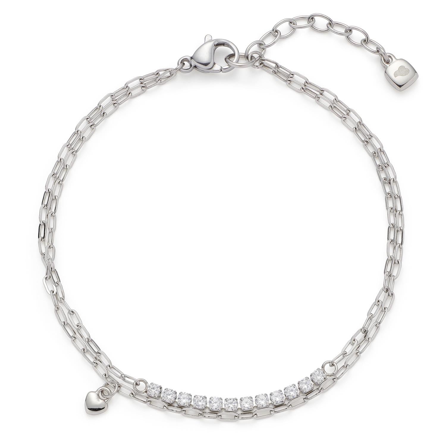 leonardo-tini-bracelet-acier-coeur-zirconia image 1
