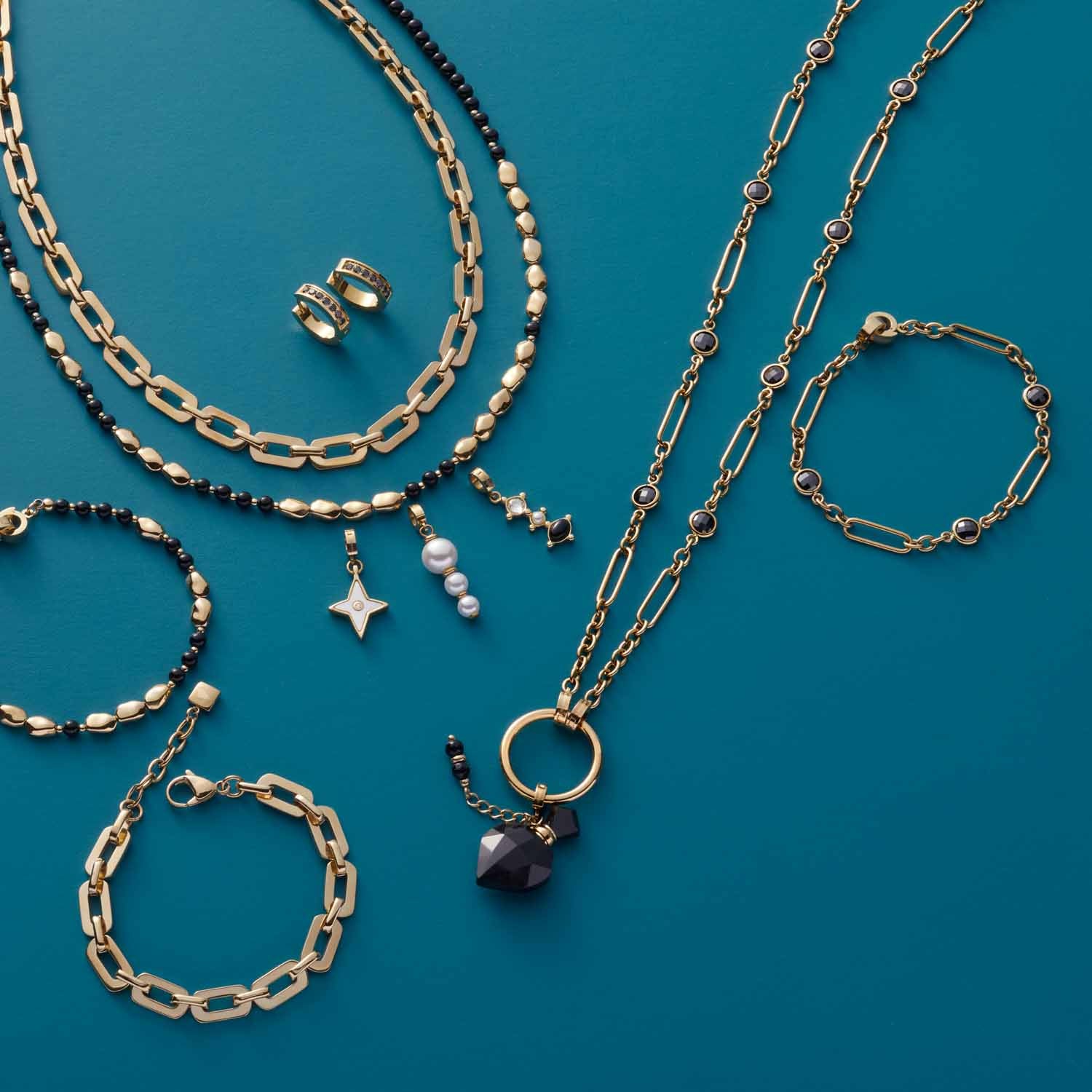 leonardo-delica-bracelet-or-clip-mix-pierres-noires image 3