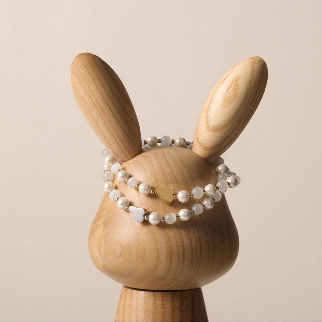 leonardo-selena-bracelet-lastique-argent-perles-blanches image 2