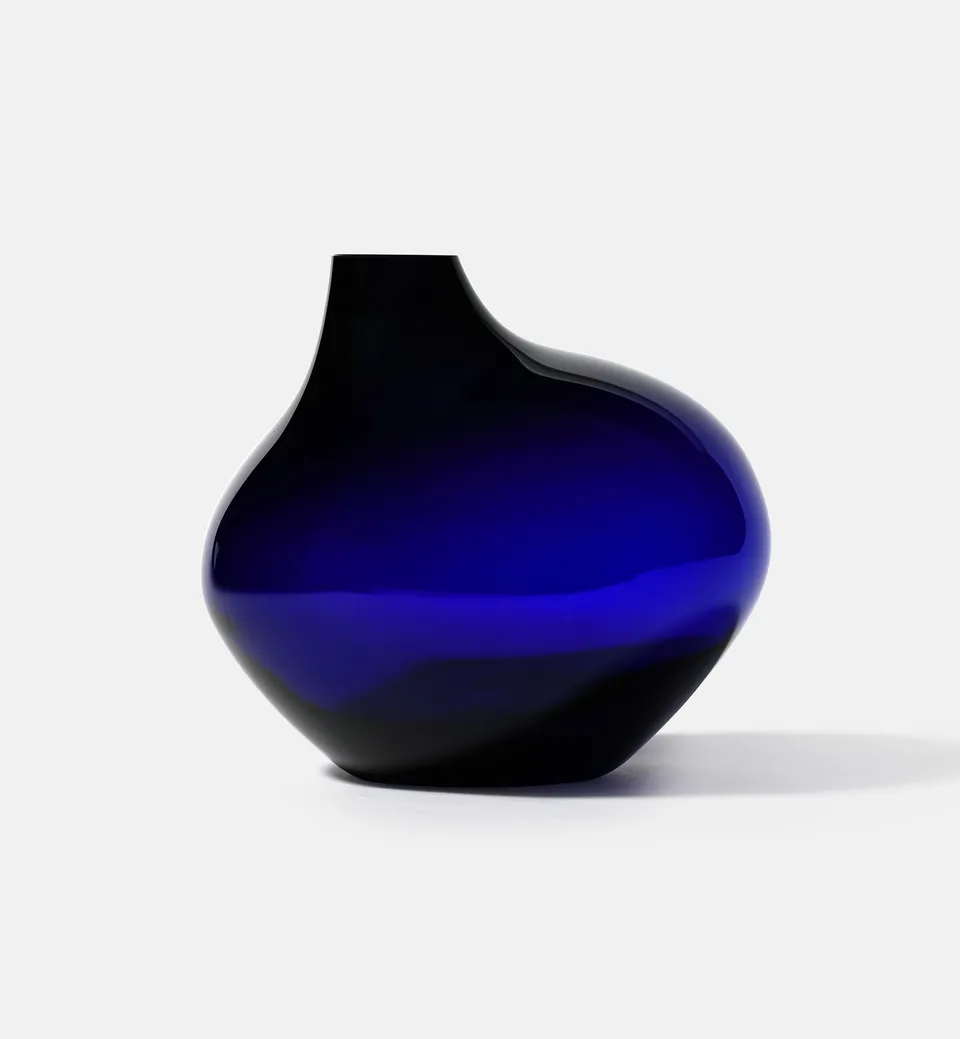 krosno-pebble-vase-cobalt-20-cm-cristal-sans-plomb image 1