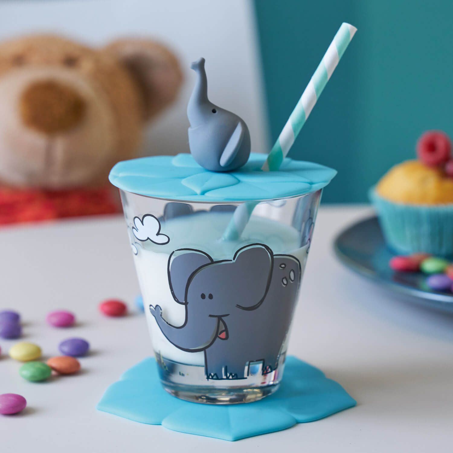 leonardo-bambini-couvercle-verre-enfant-l-phant-turquoise-9-cm image 3